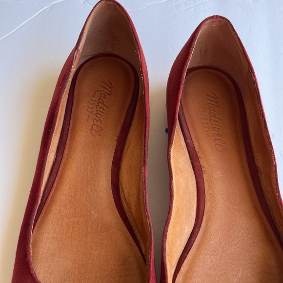Madewell Bow Skimmer Burgundy Suede Pointy Toe Flats Size 9 - Picture 3 of 9